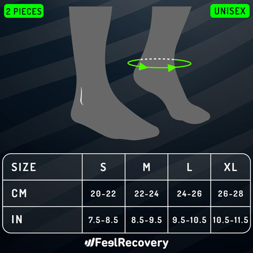 Tableau des tailles des manchons de compression pour cheville