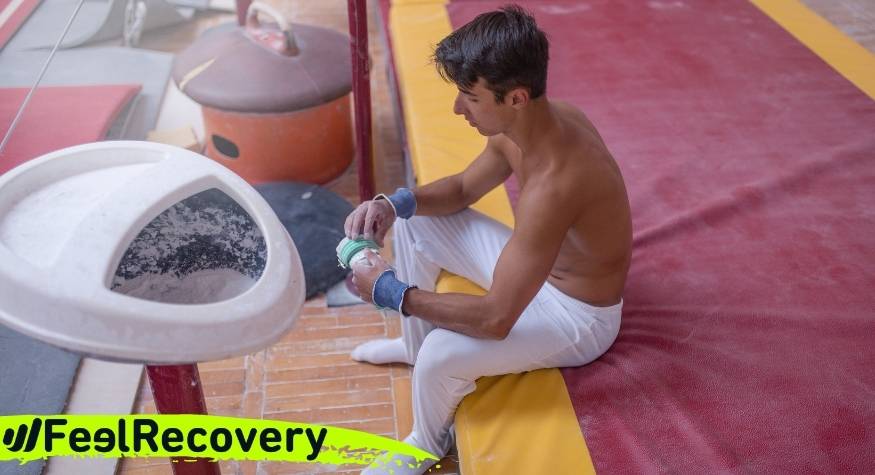 How to apply the RICE therapy to treat first aid injuries in gymnastics?