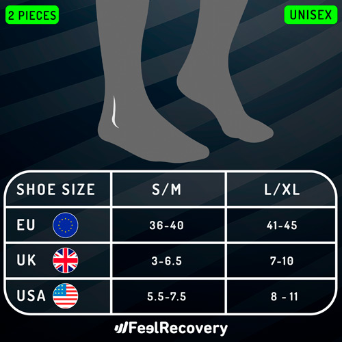 Size Chart Ice Pack Socks Feet Coolers